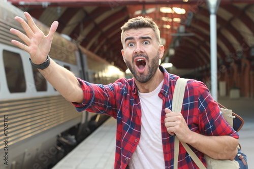 Man screaming after losing his train 
