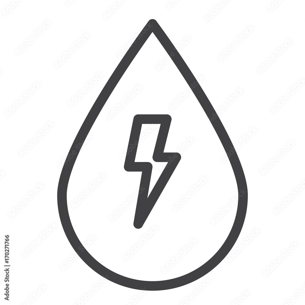 Water energy line icon, outline vector sign, linear style pictogram isolated on white. Symbol, logo illustration. Editable stroke. Pixel perfect graphics Water energy line icon, outline vector sign, linear style pictogram isolated on white. Symbol, logo illustration. Editable stroke. Pixel perfect graphics