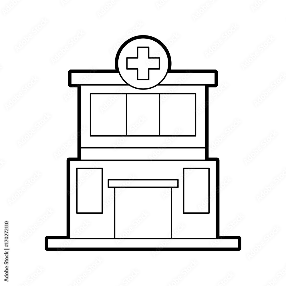 hospital building medical center front view icon vector illustration hospital building medical center front view icon vector illustration