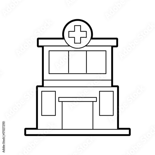 hospital building medical center front view icon vector illustration