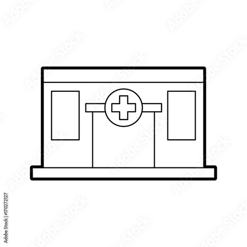 hospital building medical center front view icon vector illustration
