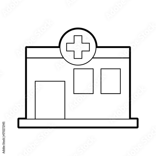 hospital building medical center front view icon vector illustration