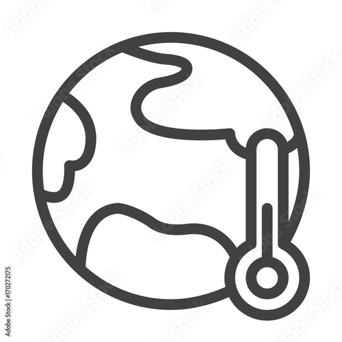 Global warming line icon, outline vector sign, linear style pictogram isolated on white. Symbol, logo illustration. Editable stroke. Pixel perfect graphics