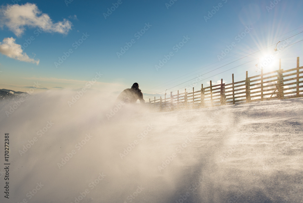 Obraz premium A Snowboarder at El Colorado, a ski resort in Chile