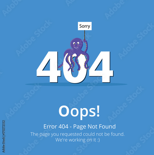 Error 404 page layout vector design. Website 404 page creative concept. The page you requested could not be found. Oops 404 error page.