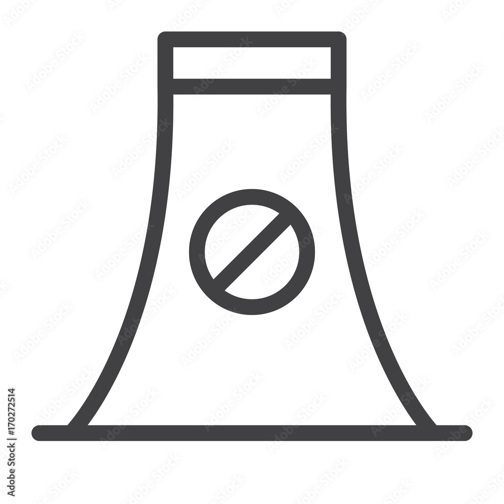 Nuclear plant line icon, outline vector sign, linear style pictogram isolated on white. Symbol, logo illustration. Editable stroke. Pixel perfect graphics