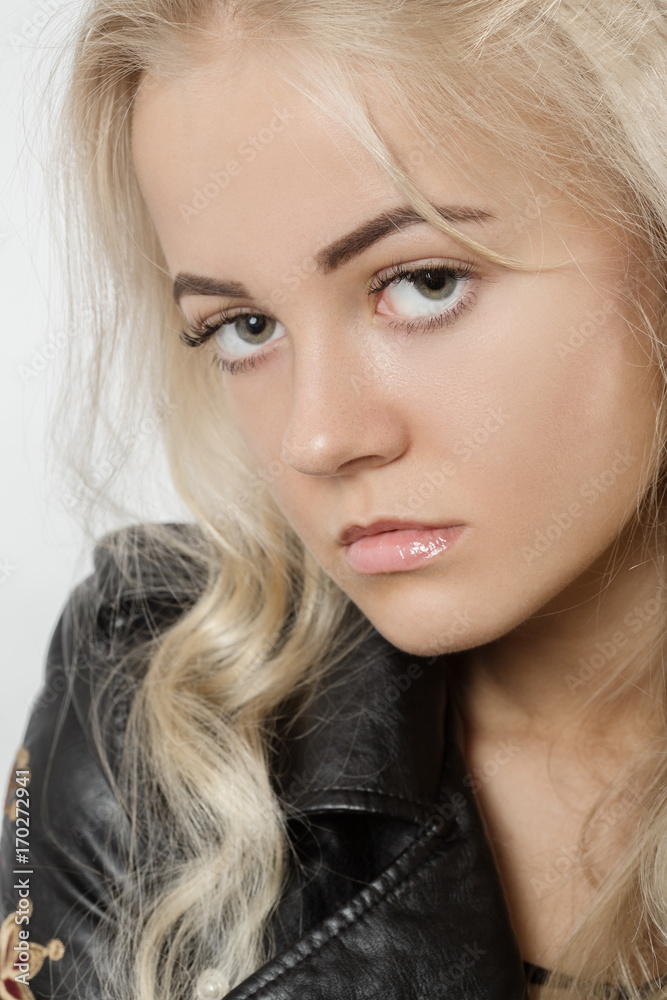 beautiful young blond female portrait on white background beautiful young blond female portrait on white background