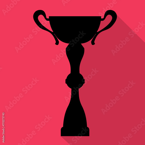 Champion cup in flat style with shadow. Championship prize for first place. Victory symbol. Vector illustration.
