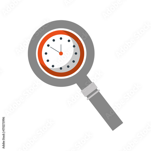 magnifying glass with clock handle equipment vector illustration