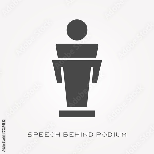 Silhouette icon speech behind podium