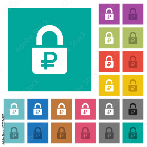Locked Rubles square flat multi colored icons