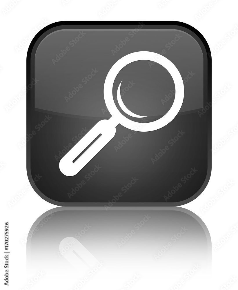 Magnifying glass icon special black square button Magnifying glass icon special black square button
