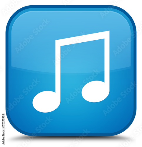 Music icon special cyan blue square button