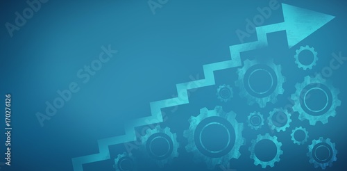 Composite image of graphic image of graph with gears photo
