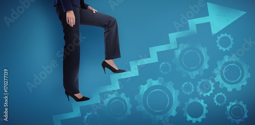 Composite image of conceptual image of businesswoman in heels