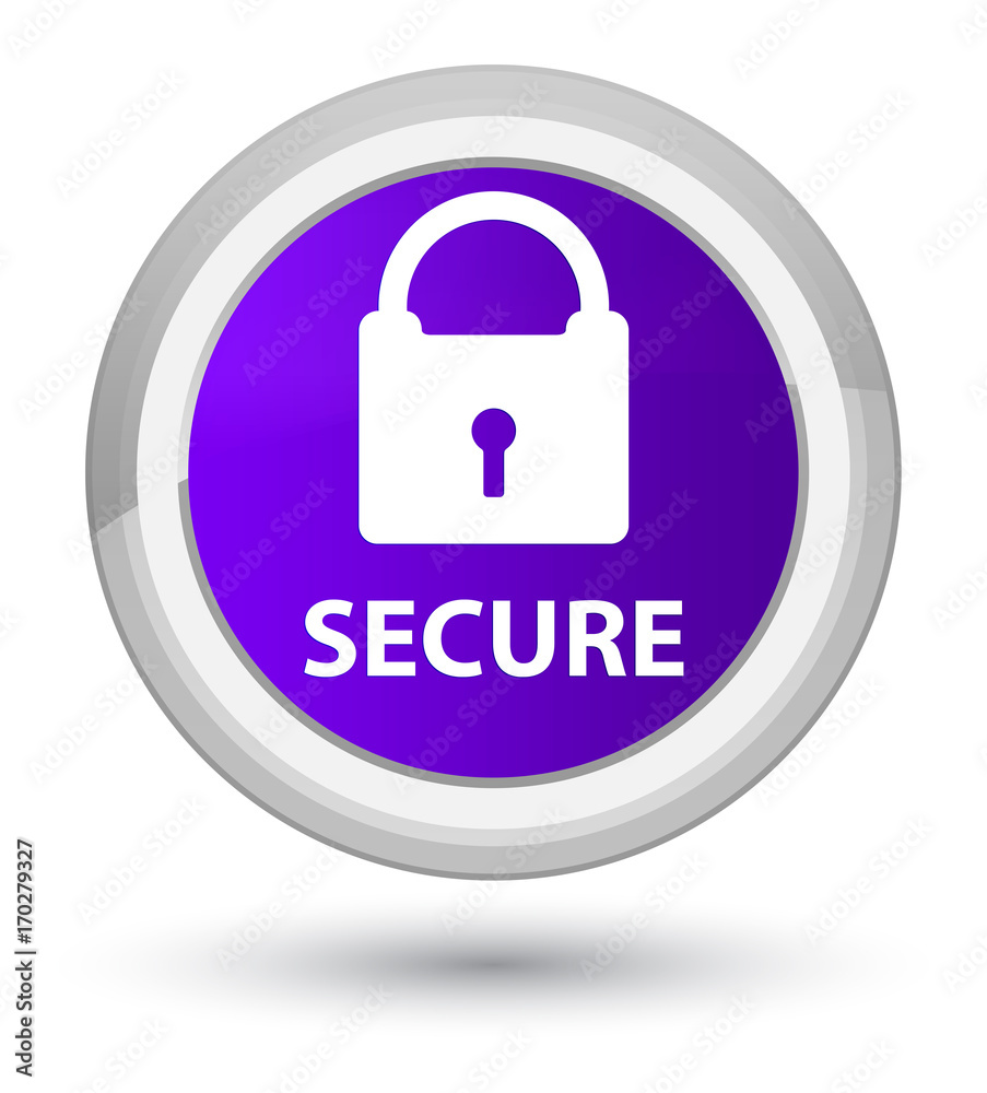 Secure (padlock icon) prime purple round button Secure (padlock icon) prime purple round button
