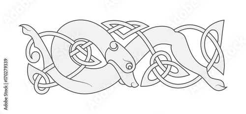 Ancient celtic mythological symbol of wolf, dog, beast. Vector k