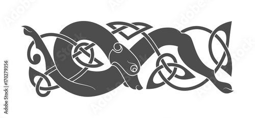 Ancient celtic mythological symbol of wolf, dog, beast. Vector k