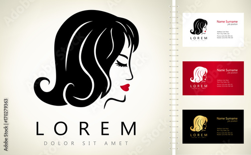 Woman face and hair logo vector