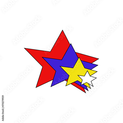 Vector of multicolored stars in a row on a white background. Free Download Vector of multicolored stars in a row on a white background. - GFXLoad