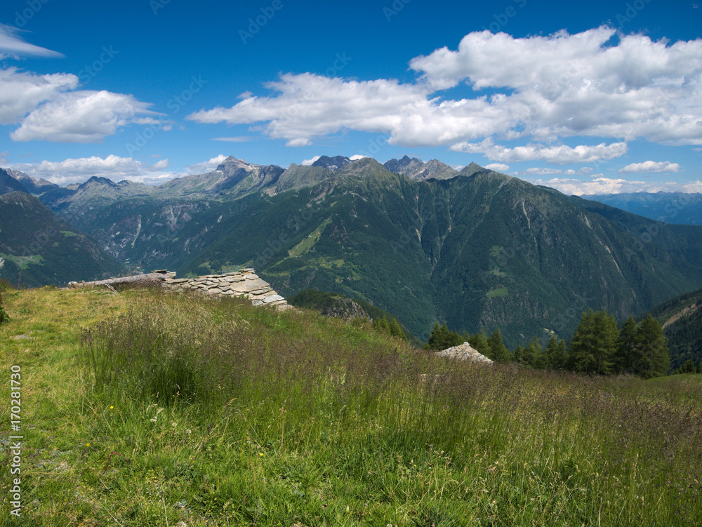 Mountains landscape in spring in Valtellina, northern Italy. Mountains landscape in spring in Valtellina, northern Italy.