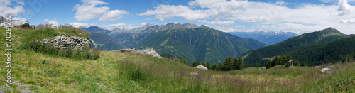 Alpine landscape in summer in Valtellina, northern Italy.