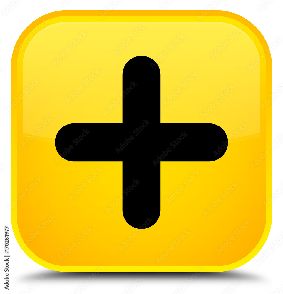 Obraz premium Plus icon special yellow square button