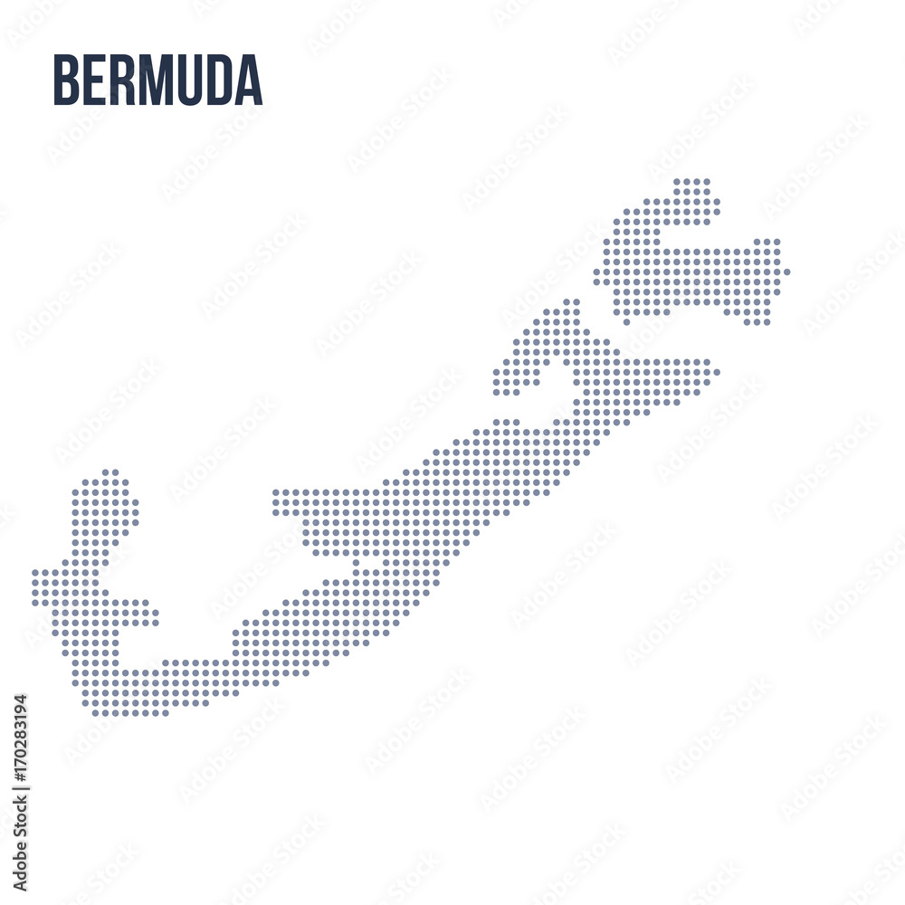 Vector dotted map of Bermuda isolated on white background .