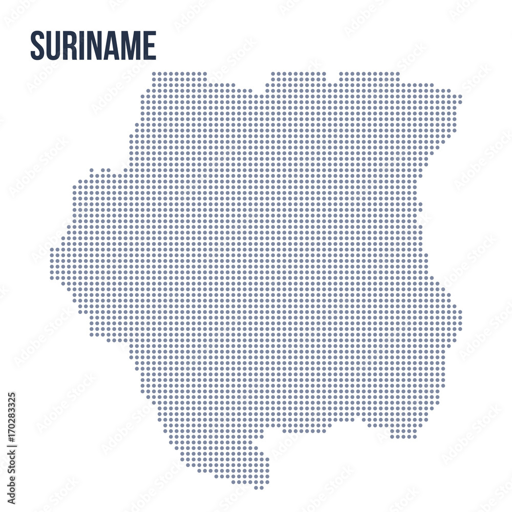 Vector dotted map of Suriname isolated on white background .