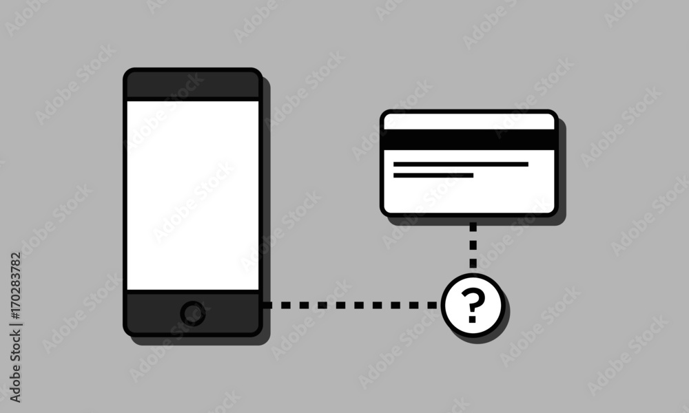 Smart Phone With Credit Card Online Mobile Payment With Question mark Smart Phone With Credit Card Online Mobile Payment With Question mark