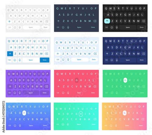 Set of vector qwerty mobile keyboards. Vector keys.