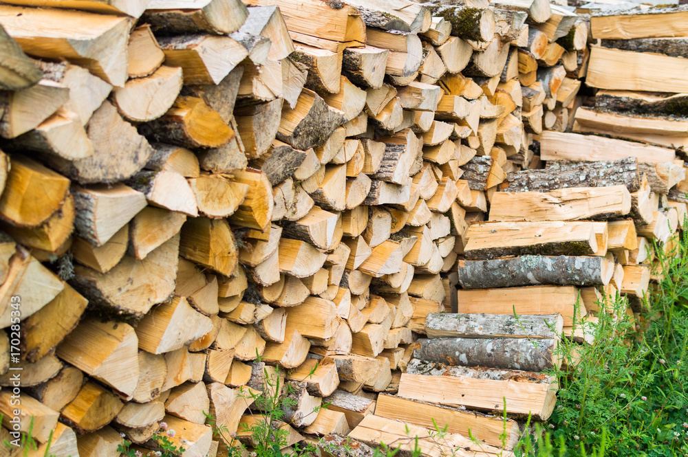 Firewood combined in two ranks for a furnace kindling Firewood combined in two ranks for a furnace kindling