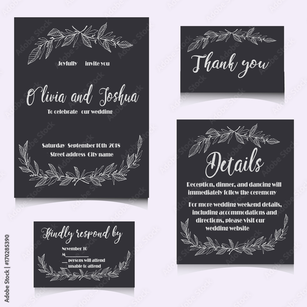 Vector wedding collection. Templates for invitation Vector wedding collection. Templates for invitation