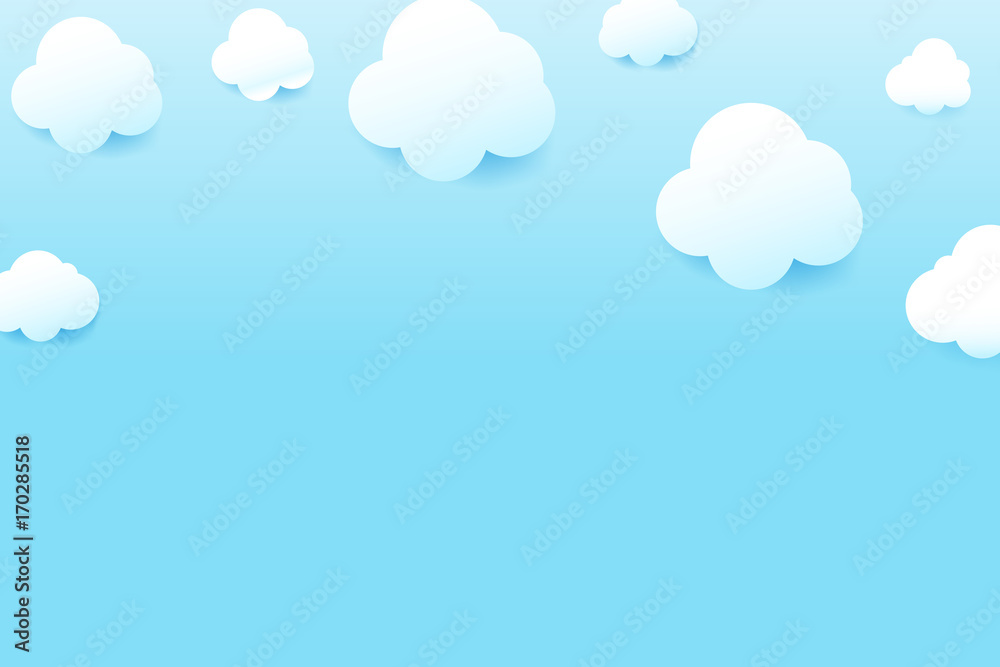 Blue sky and cloud with drop shadow natural background simply geometry element with copy space vector illustration 002