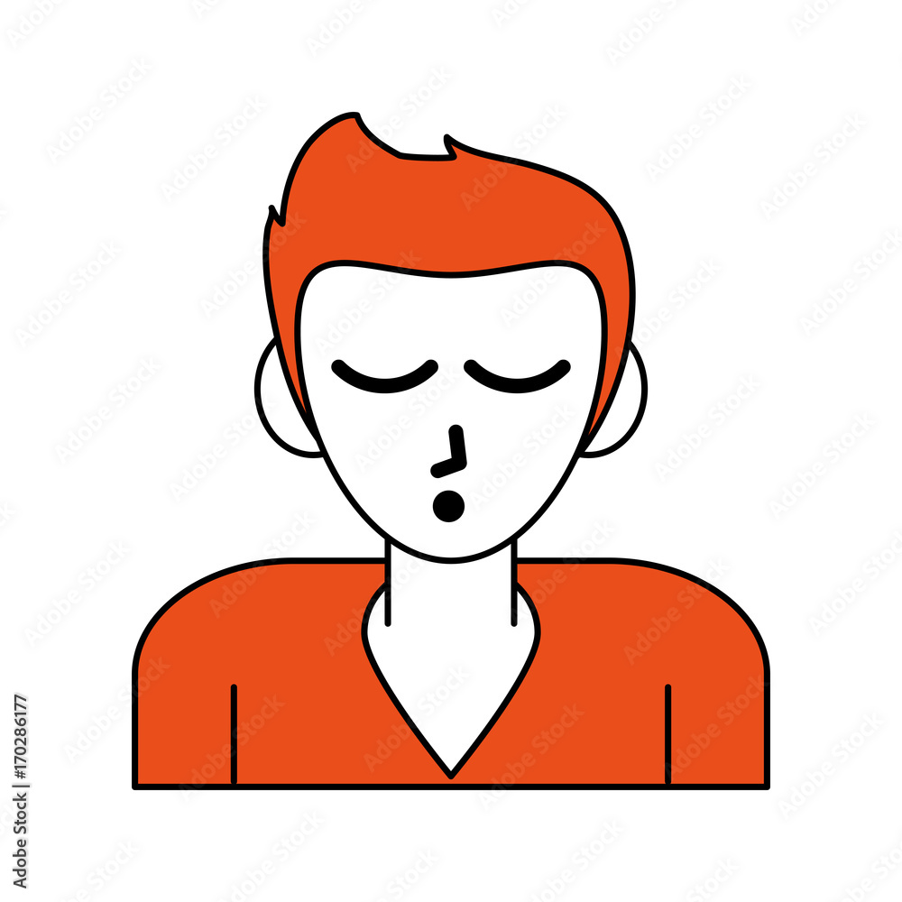 Man cartoon sleeping icon vector illustration graphic design