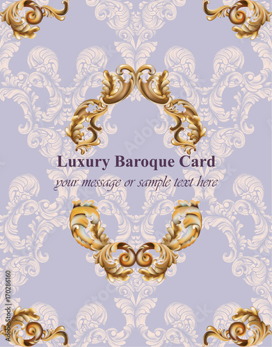 Vintage Baroque card background Vector illustrations gold and lavender colors...