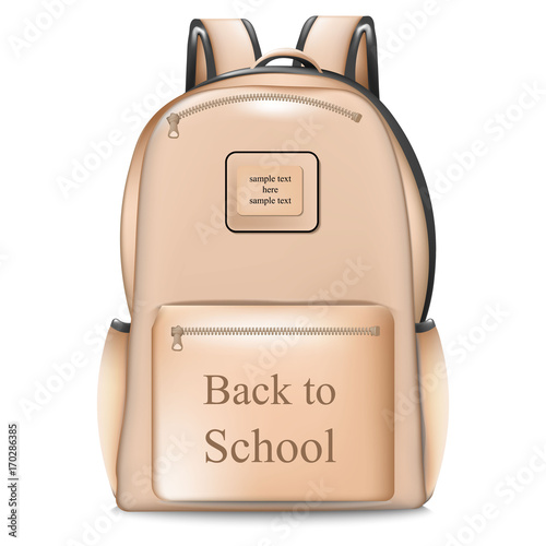 School bag realistic Vector illustration. Back to school concept