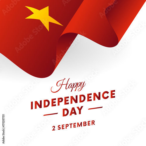 Vietnam Independence Day. 2 September. Waving flag. Vector illustration.
