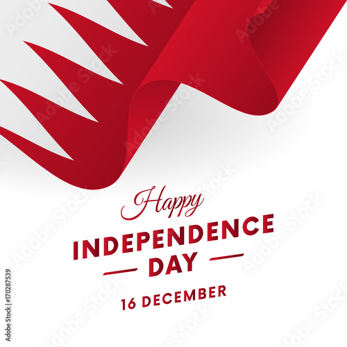 Bahrain Independence Day. 16 December. Waving flag. Vector illustration.