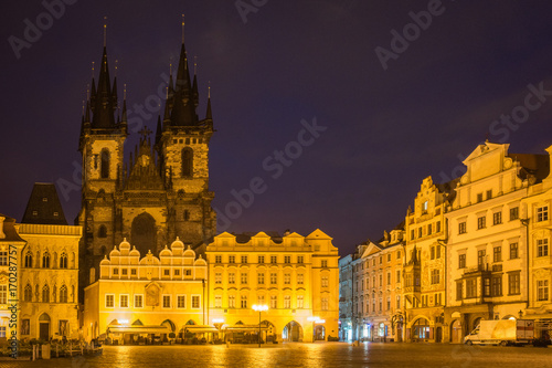 Church of the Virgin Mary before Tyn on the old town in Prague at night, Czech Republic © Artur Bociarski