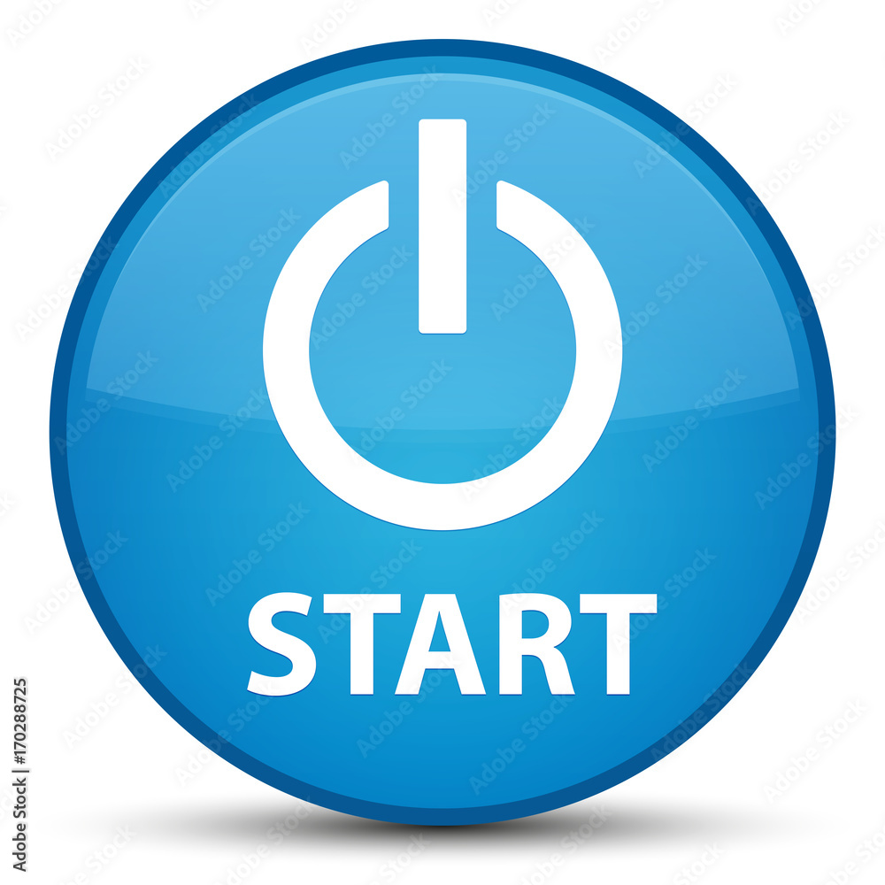 Start (power icon) special cyan blue round button Start (power icon) special cyan blue round button