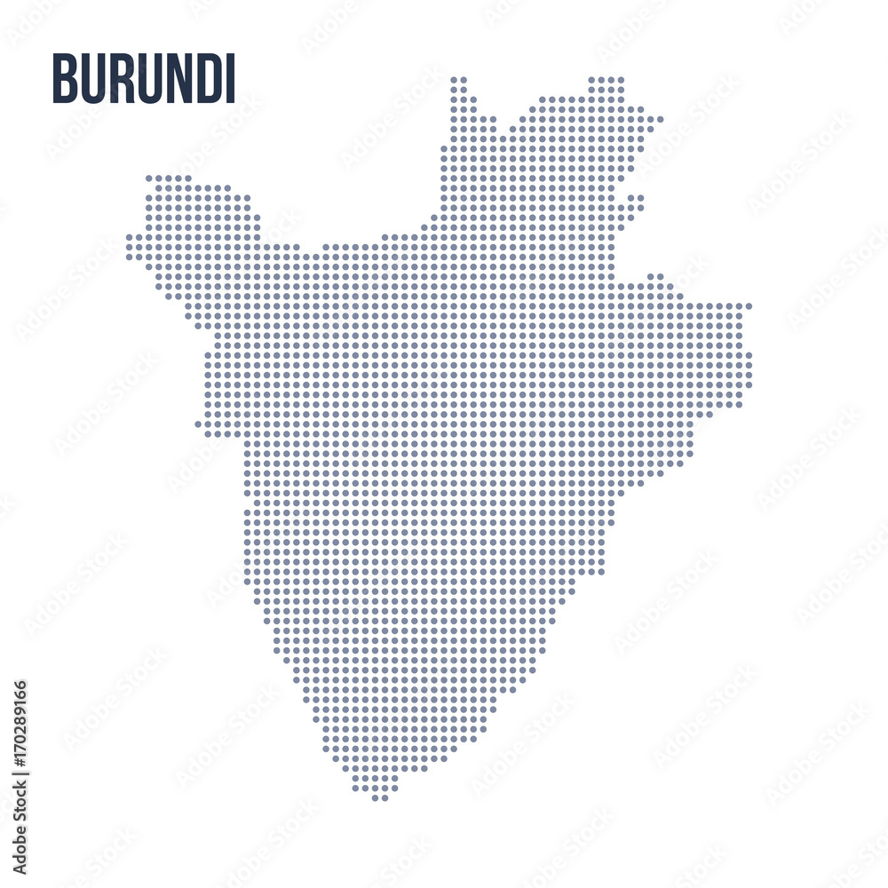 Vector dotted map of Burundi isolated on white background .