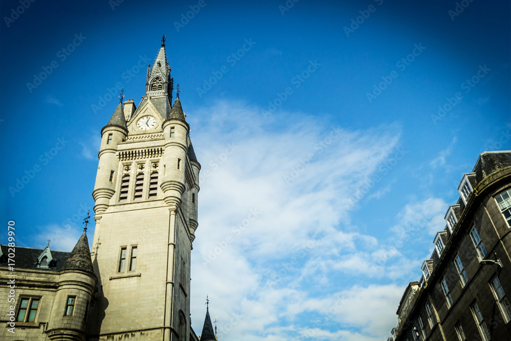 Aberdeen granite city, Townhouse in Union Street, Scotland, UK