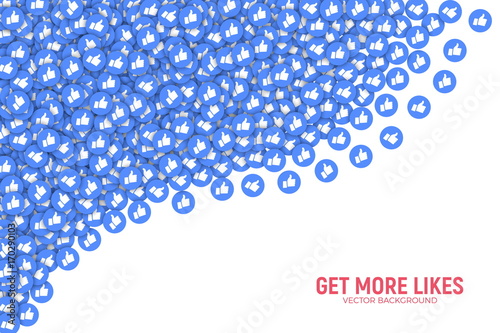 Vector 3D Social Network Like Thumb Up Blue Icons Abstract Illustration Isolated on White Background. Design Elements for Web, Internet, App, Advertisement, Promotion, Marketing, SMM, CEO, Business