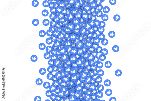 Vector 3D Social Network Like Thumb Up Blue Icons Abstract Illustration Isolated on White Background. Design Elements for Web, Internet, App, Advertisement, Promotion, Marketing, SMM, CEO, Business
