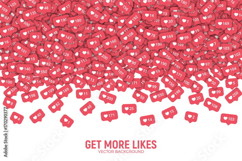 Vector 3D Social Network Like Counter Icons Abstract Illustration Isolated on White Background. Rating Scale Design Elements for Web, Internet, App, Advertisement, Promotion, Marketing, SMM, CEO