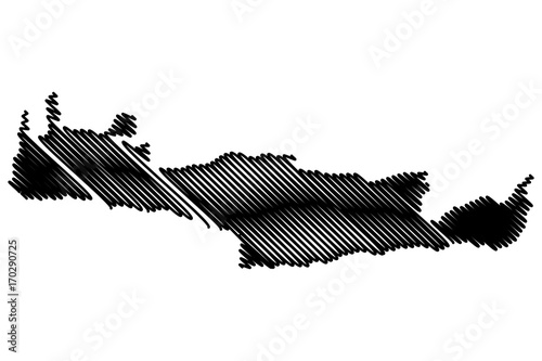  Crete map vector illustration, scribble sketch island of Crete
