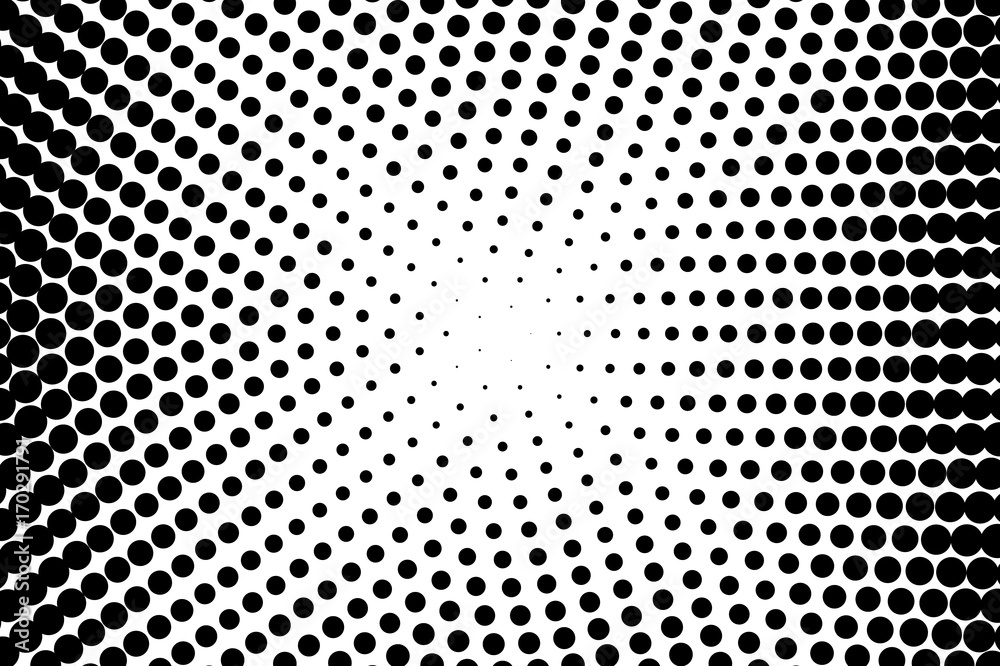 Abstract monochrome halftone pattern. Comic background. Dotted backdrop with circles, dots, point. Black and white color