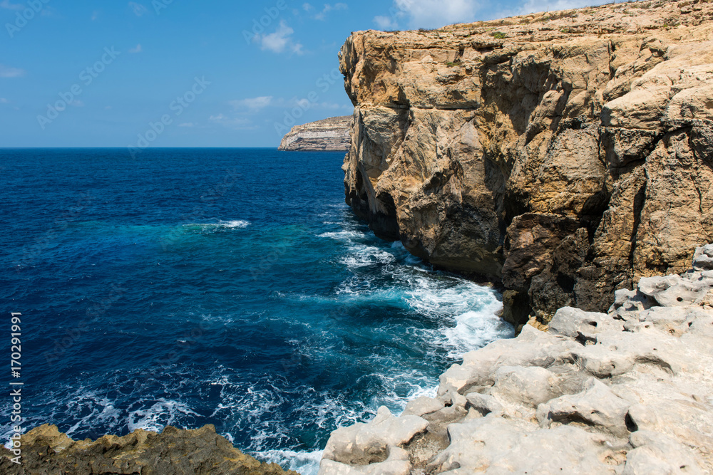 Blue hole and the collapsed Azure window. Gozo, Malta Blue hole and the collapsed Azure window. Gozo, Malta