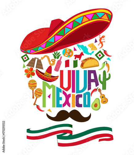 Mexico independence day typography text, background design coupon banner and flyer, postcard, celebration vector illustration © prabowo
